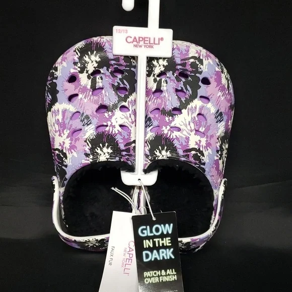 Capelli of New York NWT Glow in the Dark Faux Fur Lined Slip-on Clogs - Picture 1 of 7
